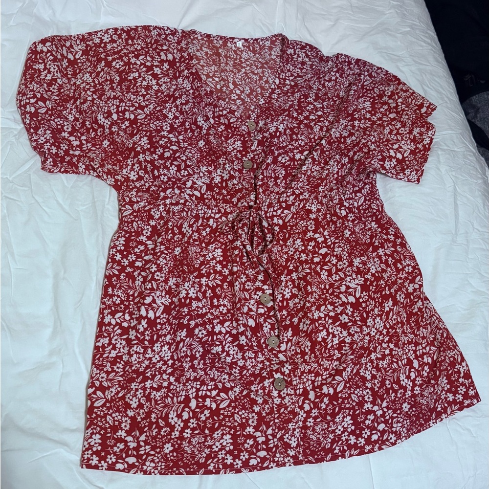 Floral Red Women's Lightweight Mini Dress